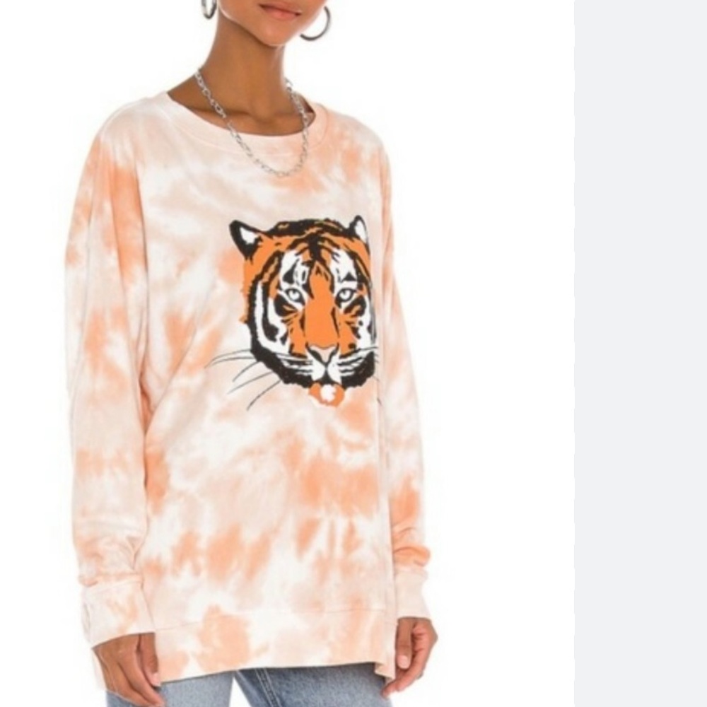 Wildfox La Tigre Tiger Tie Dye Roadtrip Sweatshirt Top Size S